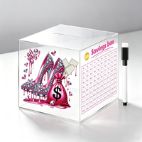 Tirelire personnalisée en acrylique transparent pour le défi d'épargne de 10 000, tirelire pour adultes, tirelire à monnaie non ouvrable, plusieurs designs disponibles