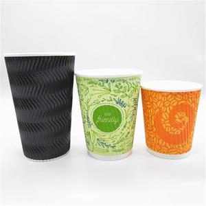 <strong>Customize</strong> Disposable Eco Friendly Compostable Pla Coated 8oz 14oz Cold/hot Drink Double Wall Ripple <strong>Paper</strong> Coffee <strong>Cups</strong> with Lid - Product Image 5