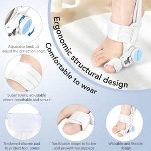 <span class=keywords><strong>Correcteur</strong></span> d'<span class=keywords><strong>hallux</strong></span> <span class=keywords><strong>valgus</strong></span> pour femmes et hommes, redresseur d'orteil, attelle orthopédique en silicone réglable avec bouton, séparateur d'orteils, soulagement de la douleur - Product Image 3