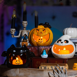 AIKUN Mini Porte-bougie en céramique fait main, Décoration de fête d'Halloween en gros, Centre de table, Porte-bougie fantôme et citrouille effrayants - Product Image 4