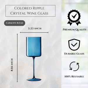 ワイングラス手作りビンテージスクエアワイングラスミュートカラフルなリブ付きスチームドグラスカラフルなアート装飾 - Product Image 3