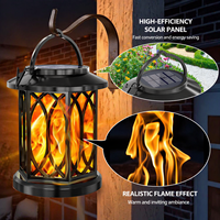 Lanterne solaire de jardin d'extérieur avec effet de flamme réaliste - Recharge automatique et éclairage nocturne automatique