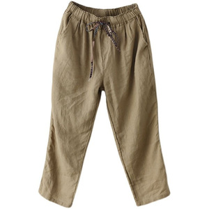 Women's Cotton Linen Harem Pants Elastic Waist Loose Fit Casual Breathable Purple Khaki Linen 2025 Summer New Style - Product Image 5