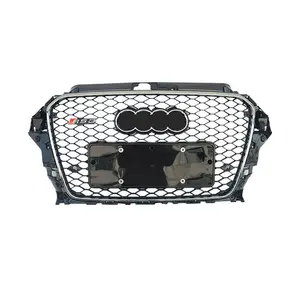 Car Body Parts Replace Chrome And Gloss Black Honeycomb Front Bumper Grille For Audi A3 RS3 2014 2015 2016