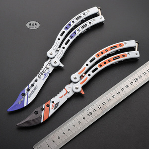 Cuchillo giratorio de hoja para principiantes con logotipo láser de acero inoxidable para accesorios de juego CSGO y entrenamiento de supervivencia al aire libre - Product Image 3