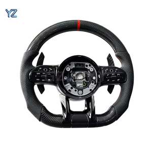 Volant en fibre de carbone personnalisé YZ avec écran LED pour Mercedes-Benz Classe C/E/S, style <span class=keywords><strong>AMG</strong></span>, cuir noir, mise à niveau sport RPM - Product Image 1