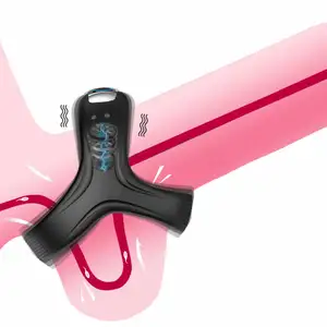 Erkek gecikme boşalma ve ereksiyon için manyetik şarj ile silikon vibratör Penis halkası, çift seks oyuncak