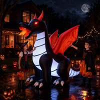 Décoration gonflable OEM ODM, dragon à deux têtes, décor d'Halloween, lumières LED intégrées, accessoire de fête pour pelouse extérieure
