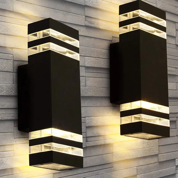 Lámpara LED de pared E27 de doble cabeza, luz de pared de aluminio impermeable para decoración del hogar y exteriores, para patio, porche, pasillo y balcón