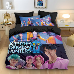 Set Sprei Tempat Tidur Anime Kartun Terlaris K-Pop Demon Hunters, Termasuk Selimut, Sarung Bantal, dan Sarung Kasur - Product Image 4