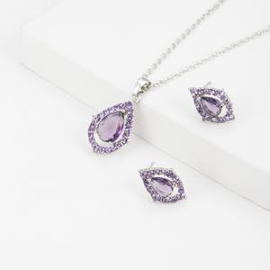 <span class=keywords><strong>ชุด</strong></span>เครื่องประดับสร้อยคอและต่างหูทรงหยดน้ำประดับเพชรซิคอนสไตล์เกาหลี เหมาะสำหรับงานแต่งงาน ของขวัญ งานปาร์ตี้ และสวม<span class=keywords><strong>ใส่</strong></span>ในชีวิตประจำวัน - Product Image 4