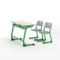 Chaise de bureau scolaire double ergonomique en métal réglable, moderne, durable et écologique – Ensemble économique 2 places pour salles de classe et maison