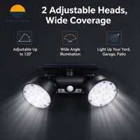 Lampe solaire murale de jardin à 3 têtes chanfreinées, 400LM, 230 LED, à détection de mouvement, contrôle de la lumière, micro-lumière, étanche IP65