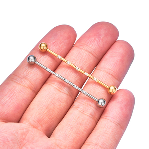 Boucles d'oreilles barbell industrielles en titane ASTM F136 14G à filetage interne, avec pavé de zircon cubique sur tige, pour piercing tragus, bijoux corporels pour femmes - Product Image 6