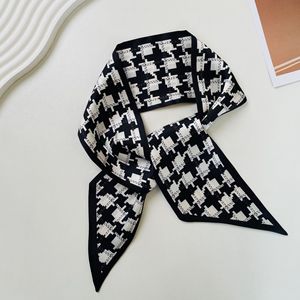 Thời Trang In Tóc Ribbon Khăn Phụ Nữ Cổ Tie Túi Scarfs Satin Lụa Skinny Headscarves Phụ Nữ hôi Hoa Ban Nhạc 2025 Mới - Product Image 4