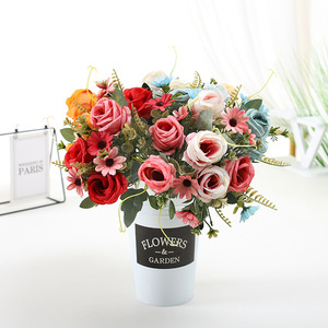 Arrangement de fleurs artificielles Lichao, fleurs en soie mélangées, décoration artisanale pour la maison, décoration de mariage - Product Image 1