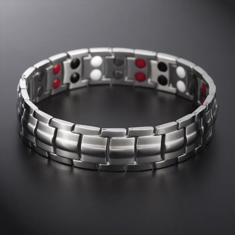 Bracelet de thérapie magnétique pour hommes, nouveau, accessoire de santé en acier inoxydable, haute résistance