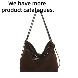 <strong>Retro</strong> suede <strong>tote</strong> bag - Women's brown suede shoulder bag - Adjustable shoulder strap casualhandbag - Product Image 2