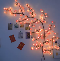 LED-Weidenranken-Kirschblüten-Schmetterlings-Baumzweig-Licht, USB-betrieben, 8 Modi, für Schlafzimmer, Wand, Zuhause, Festdekoration