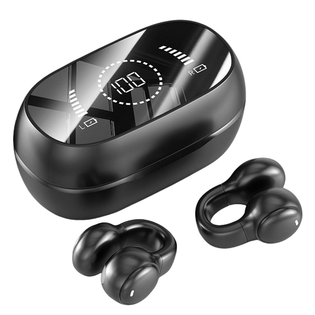M47 Bone Conduction Wireless Earphones Ultra High-Definition Surround Sound Black Digital Display Long Distance Voice Call