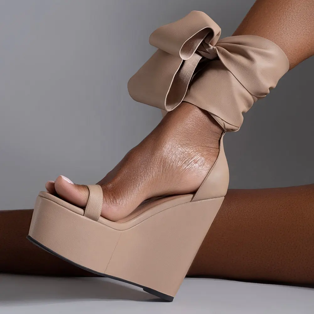 Elegant Ladies High Heels Wedge Platform Sandals Ankle Strap Party Banquet Women Summer Shoes