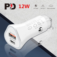 2024 nuevo cargador de coche rápido electrónico universal de 2 puertos Qc3.0 + PD USB y cargador de coche PD de 20W para teléfonos Apple Samsung