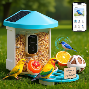 Caméra pour mangeoire à oiseaux 2K HD, alimentée par énergie solaire, avec identification des espèces d'oiseaux par IA, pour usage extérieur - Product Image 2