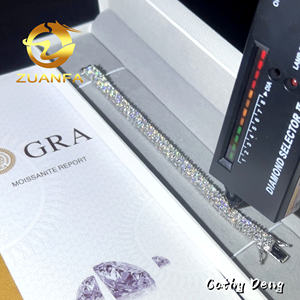 Бижутерия, 2 ряда, 3 мм, браслет из муассанита, браслет в стиле хип-хоп, серебряный, 925, бриллиантовый, Теннисный Браслет со льдом - Product Image 2