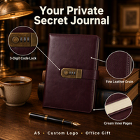 Diario Con Candado De Combinación, Cuaderno A5 Piel Sintética Con Candado, 100 Hojas Cuaderno Secreto Para Estudiantes Y Oficina