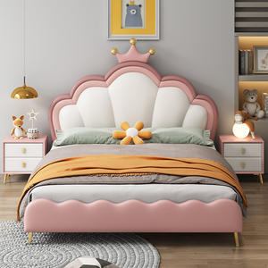 Letto <span class=keywords><strong>per</strong></span> Bambini Principessa Rosa Imbottito con Cassetti Portaoggetti - Testiera a Corona <span class=keywords><strong>per</strong></span> Camera da Letto Moderna - Product Image 3