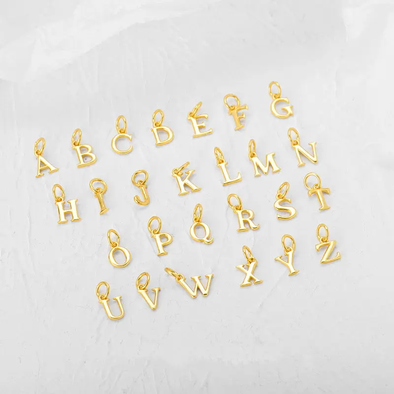 Wholesale Mini English Name Glossy Gold Alphabet Pendant Charms 925 Sterling Silver 26 Initial Letter Necklace Pendant For Women