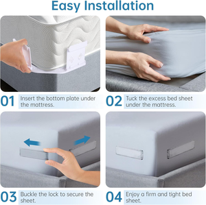 Fixations de draps robustes pour coins, installation facile sur tous les formats de <span class=keywords><strong>matelas</strong></span>, pour salon, fini les draps qui tombent. - Product Image 6
