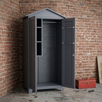 Armoire de rangement extérieure moderne en acier thermolaqué, étanche et résistante au soleil, avec porte à persiennes, pour équipement de pêche, outils de jardin et patio – Vente en gros