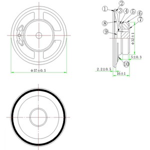 LS57W-20FC-R4 4Ohm 3W 2.25 inch Ferrite Đen vật nuôi hình nón không thấm nước IP65 thiết bị 95dB Loa 3.46V - Product Image 3