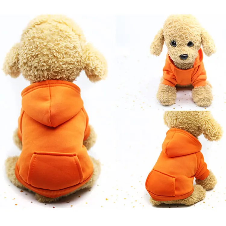 पालतू सामान निर्माता कपास कुत्ते कपड़े Hooded स्वेटर बड़ी जेब के साथ