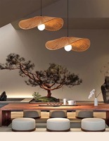2026 Wohndekor Höhenverstellbarer Rattan-Kronleuchter Pendelleuchten-Set Anpassbarer Lampenschirm Khaki LED 2700K Hotel Wohnzimmer