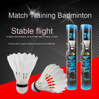 SUNEYE SL20 Balles de badminton durables et incassables en plumes de canard de classe supérieure, 2 couches, lot de 12, vitesse 75, entraînement intérieur/extérieur pour débutants