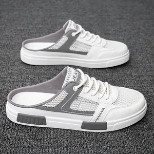 Chaussures décontractées pour hommes, style mules en maille ajourée, nouvelle collection 2026, à semelle épaisse et plateforme, anti-odeur, grande taille 47, noires - Product Image 3