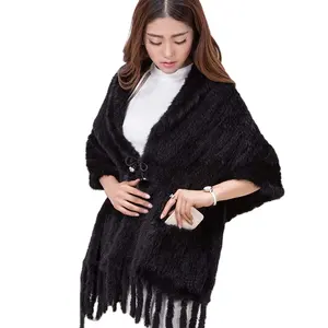 Mink Fur Shawl Hand Knitted Mink Fur Cape Fashion Poncho Knitted Mink Shawl Cape Women Poncho Luxury Fur Poncho