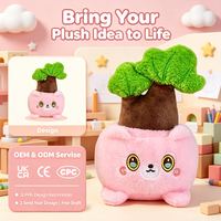 Peluche personnalisée en forme de chat d'arbre de dessin animé, jouet en peluche OEM ODM mignon en forme d'animal végétal pour décoration de table et cadeau