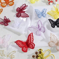 Patchs de vêtement appliques brodées à la mode Badge patch en forme de papillon sur patchs de broderie de vêtement en maille d'organza