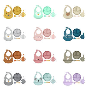 Plato de succión de silicona para bebé, cuenco con <span class=keywords><strong>cubiertos</strong></span> inoxidables, conjunto de alimentación infantil, Babero impermeable - Product Image 6