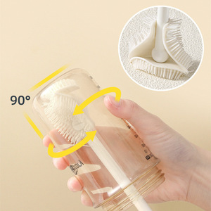 <b>Silicone</b> Long Handled Cup Brush Soft Bristles 90 Degree Rotating Cleaning <b>Tool</b> For Water Bottle Blender - Product Image 1