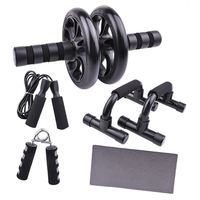 Kit de rouleau abdominal d'équipement de fitness ensemble de rouleaux de roue 5-en-1 avec barre de poussée corde à sauter genouillère curseurs de noyau pour la salle de sport à domicile