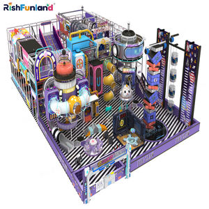 Équipement de jeu interactif commercial pour enfants coloré sur le thème des parcs d'attractions, personnalisé en gros, aire de jeux intérieure pour enfants avec toboggan - Product Image 2