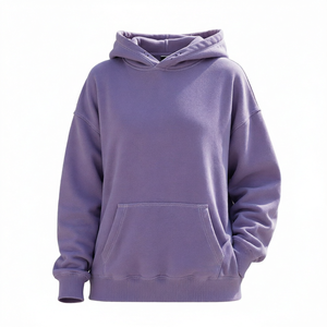 Sudadera con Capucha Extra Grande Unisex, Color Sólido, Felpa, Informal, Morada, para Otoño - Product Image 1