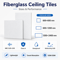Tuiles de plafond acoustiques en fibre de verre Titan NRC 0.9 Classe A ignifuges, panneaux insonorisants légers