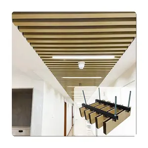 热建筑材料防火天花板铝悬挂式木纹天花板