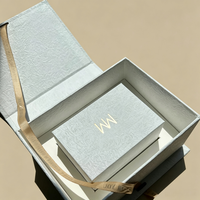 Boîte à ruban personnalisée écologique, boîte cadeau magnétique en papier texturé de qualité supérieure avec logo en feuille d'or pour l'emballage de bijoux