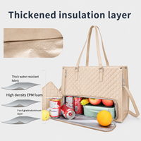 Sac isotherme portable grande capacité en PU de haute qualité, résistant à l'eau, pour affaires, travail, pique-nique, style vintage, pour femmes
